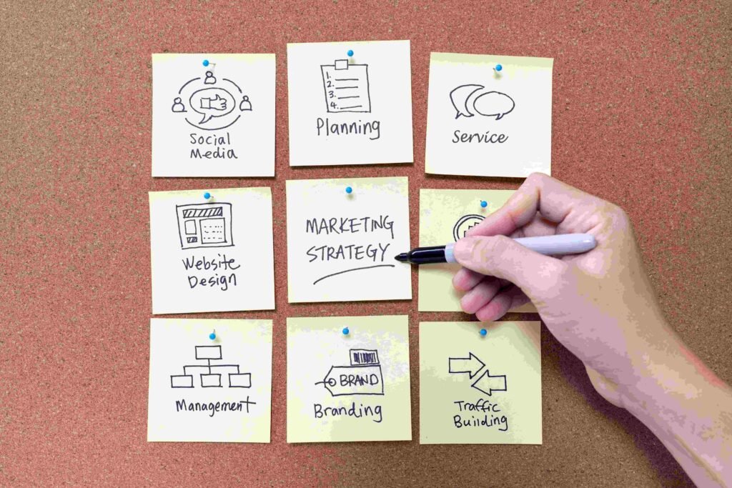 Hand drawing a marketing strategy 