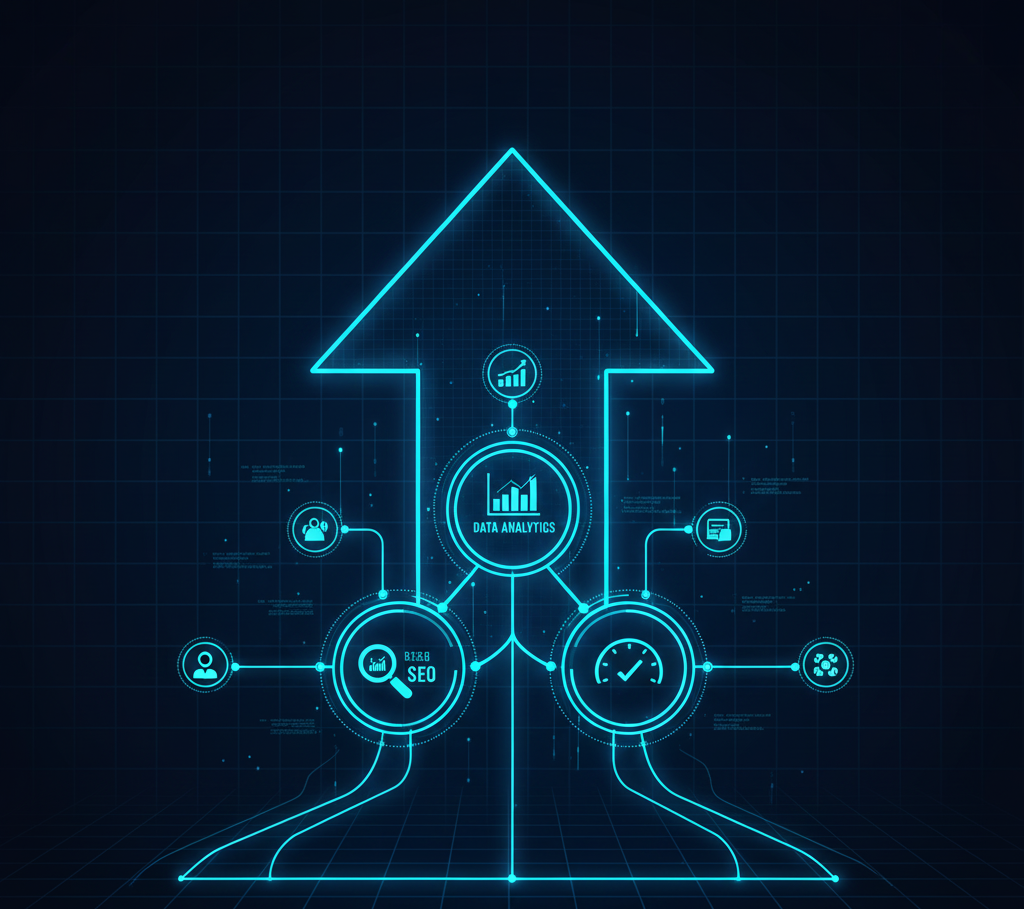 Data-driven SEO strategy showing upward business growth
